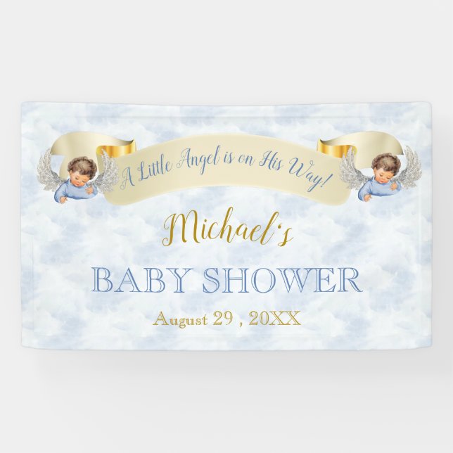 Pancarta de ducha Little Angel Blue Wings (Horizontal)
