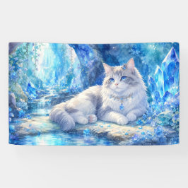 Pancarta de Fantasía de Gato Azul Cristalino