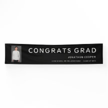 Pancarta de felicitaciones de Grad Photo Black Whi