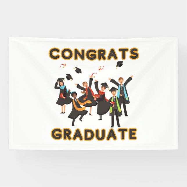 Pancarta de felicitaciones para graduados 4x6 Viny (Horizontal)