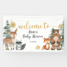 Pancarta de Fiesta Baby Shower de Winter Woodland 