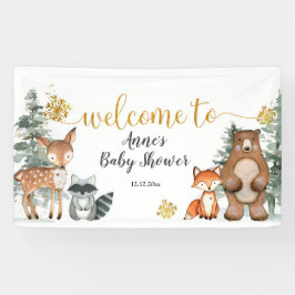 Pancarta de Fiesta Baby Shower de Winter Woodland