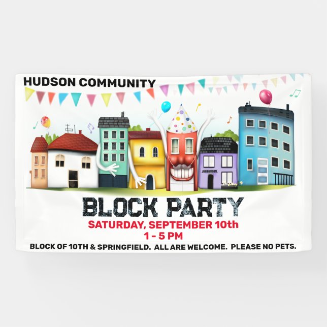 Pancarta de fiesta de barrio (Horizontal)