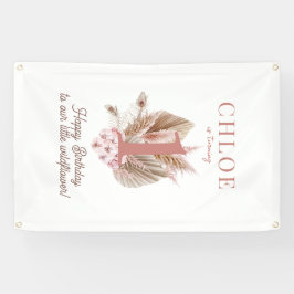 Pancarta de Fiesta de cumpleaños 1 Chica de flores