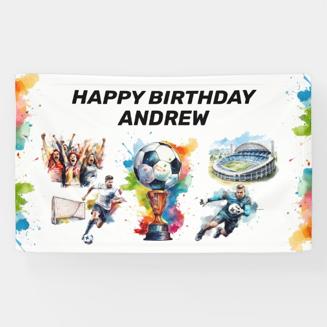 Pancarta de Fiesta de cumpleaños para niños de fút (Horizontal)