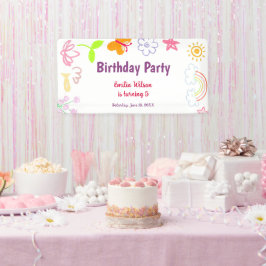 Pancarta de Fiesta de cumpleaños para niños morado