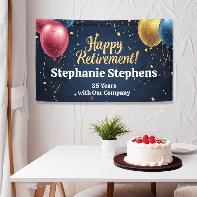 Pancarta de Fiesta de Jubilación de Personalizados (happy retirement custom personalized party banner)