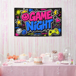 Pancarta de fiesta de noche de juegos de grafiti n