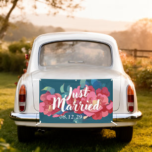 Pancarta de Florales Modernos Recién Casados