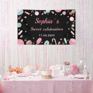 Pancarta de fondo de Candyland negra y rosa