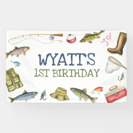 Pancarta de fondo de cumpleaños de pesca