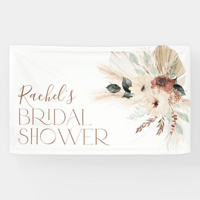 Pancarta de fondo de ducha de novias Boho Pampas (Horizontal)