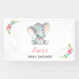 Pancarta de fondo de Elephant Floral Baby Shower (