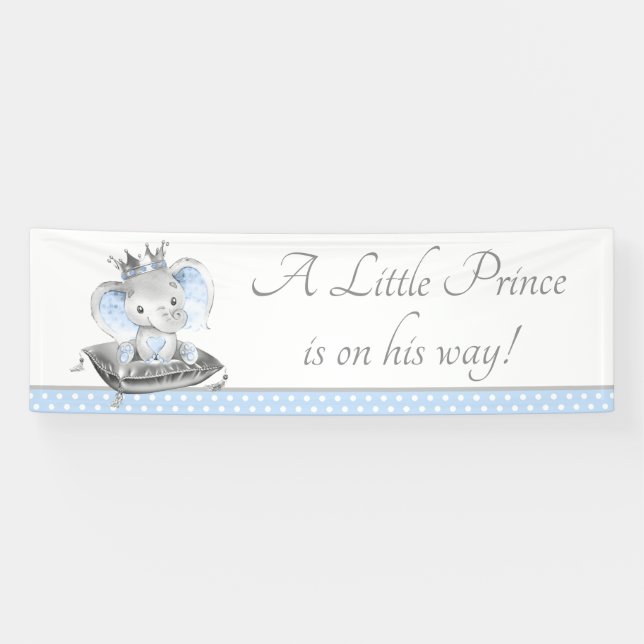 Pancarta de fondo de Elephant Prince Baby Shower (Horizontal)