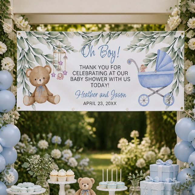 Pancarta de fondo de fiesta de bebé Oh Boy (Subido por el creador)