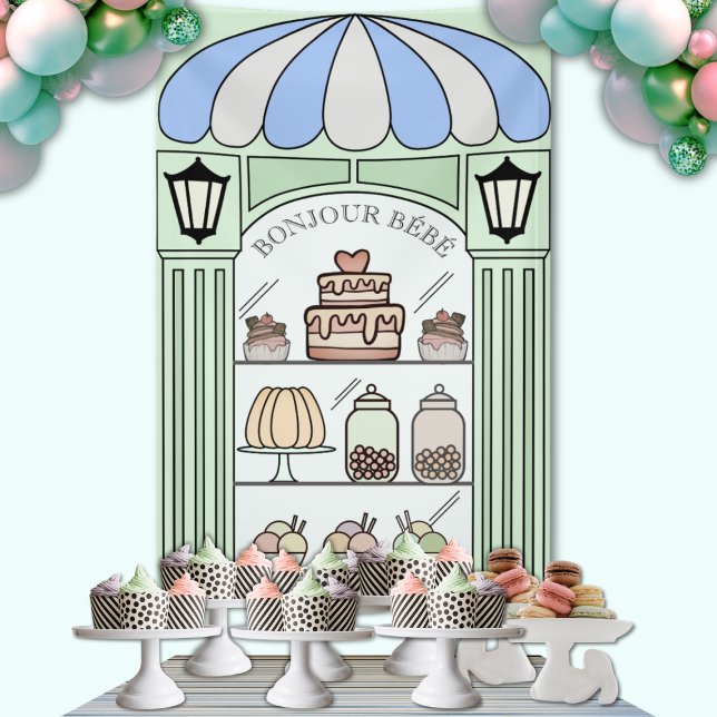 Pancarta de fondo de la mesa de postres de Boy Bab (Boy Baby Shower sweet dessert table backdrop)