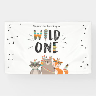 Pancarta de fondo de Wild One Table Tribal Woodlan