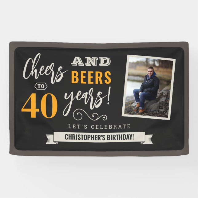 Pancarta de fotos de cumpleaños de vítores y cerve (Horizontal)