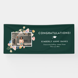 Pancarta de fotos de graduación de flores de veran