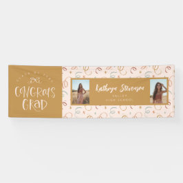 Pancarta de Girly Confetti 2 Photo Congrats Grad F