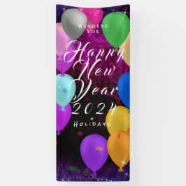 Pancarta de globo de Año Nuevo Feliz