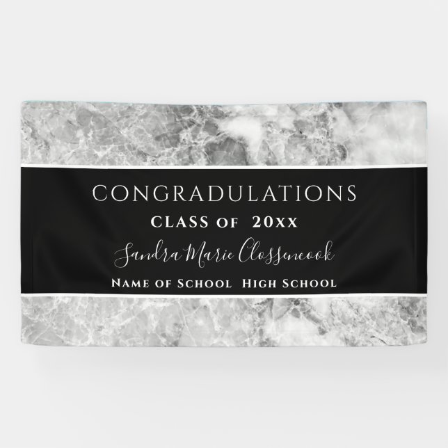 Pancarta de graduación de cristal blanco y negro d (Horizontal)