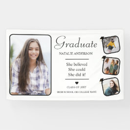 Pancarta de graduación de fotografías en blanco y 