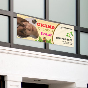 Pancarta de gran inauguración de salón y spa