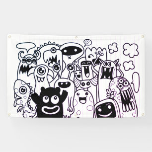 Pancarta de HAPPY MONSTER DOODLE CRITTER