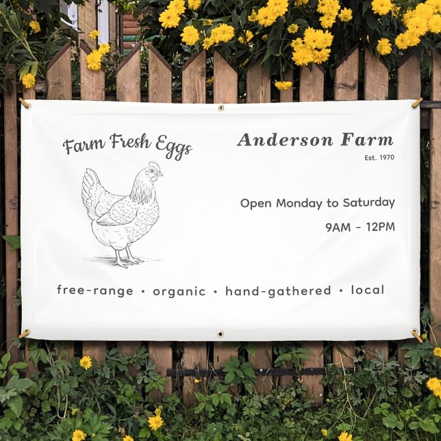 Pancarta de huevos frescos de granja con Hen (Farm Fresh Eggs Banner)