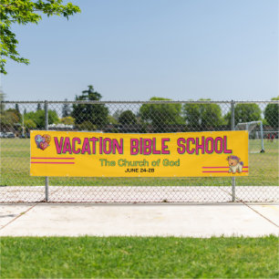 Pancarta de iglesia de escuela bíblica de vacacion