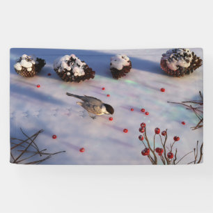 Pancarta de invierno de Chickadee