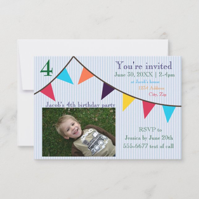 Pancarta de invitación de cumpleaños para niños 3x (Anverso)