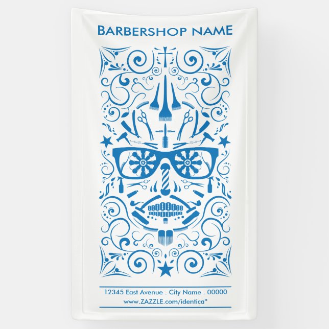 pancarta de la barbería dia de los muertos (Vertical)