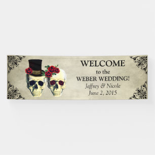 Pancarta de la Boda Bride & Groom Sugar Skulls Sku