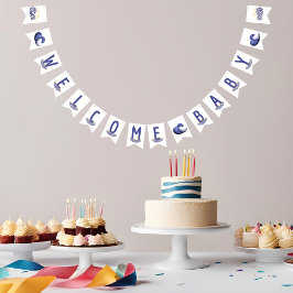 Pancarta de la ducha de bebé con tema púrpura