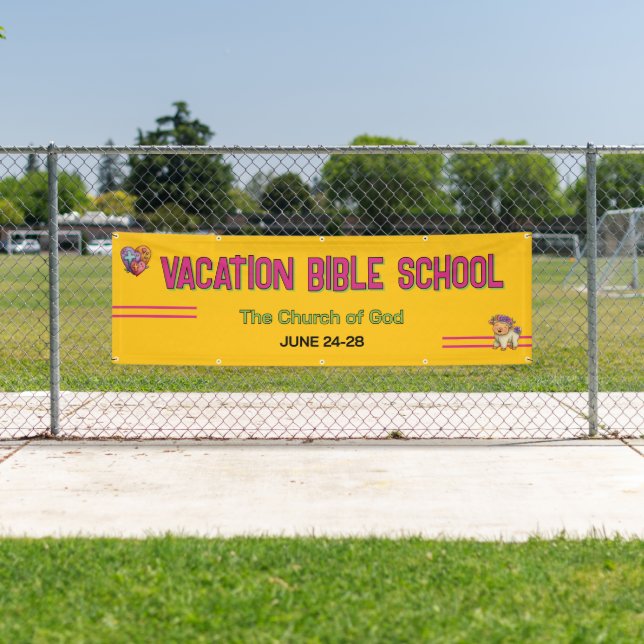 Pancarta de la Escuela Bíblica de Vacaciones de Am (In situ)