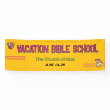 Pancarta de la Escuela Bíblica de Vacaciones de Am