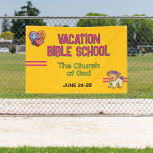Pancarta de la Escuela Bíblica de Vacaciones de Am