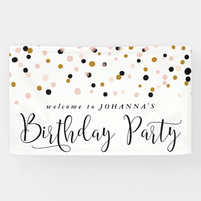 Pancarta de la fiesta de cumpleaños de los confett (Horizontal)