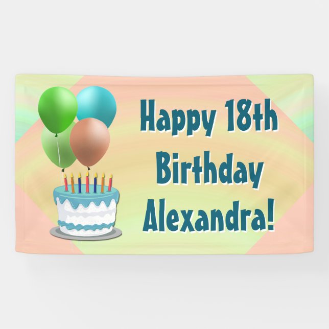 Pancarta de la fiesta de cumpleaños de los globos  (Horizontal)