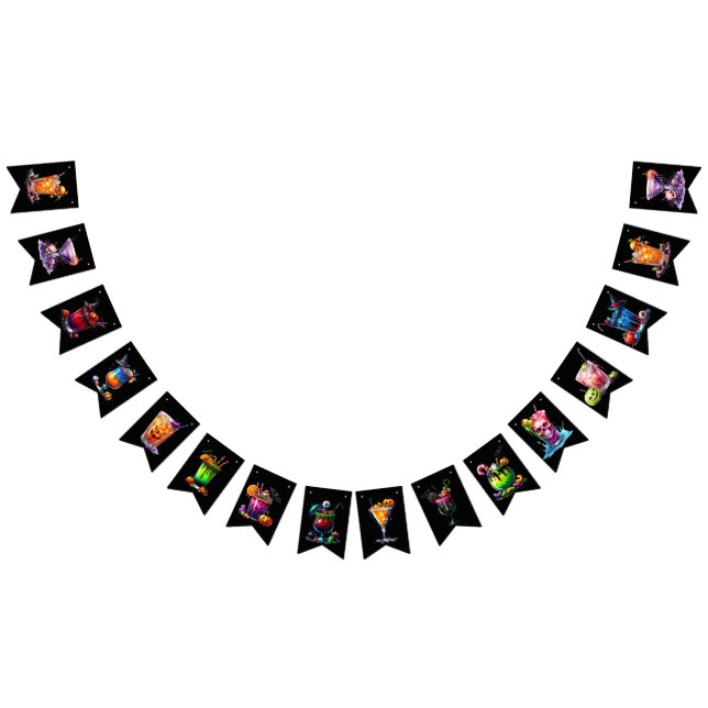 Pancarta de la fiesta de Halloween con cócteles (Todo)