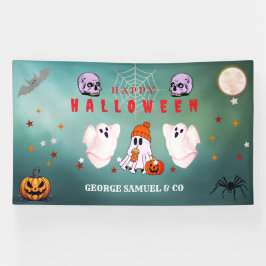 Pancarta de la fiesta de Halloween con el logotipo