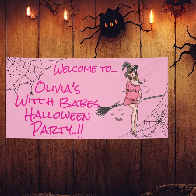 Pancarta de la fiesta de Halloween para chicas Chi (Witch Babes Halloween Party Banner)