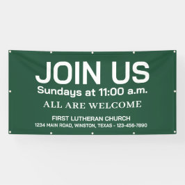 Pancarta de la iglesia del servicio del domingo co