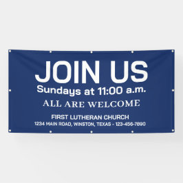 Pancarta de la iglesia del servicio dominical con 