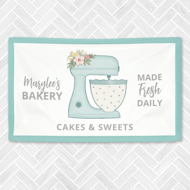 Pancarta de la pastelería Business Pastry Chef (A cute blue mixer bakery banner. Great for a small business.)