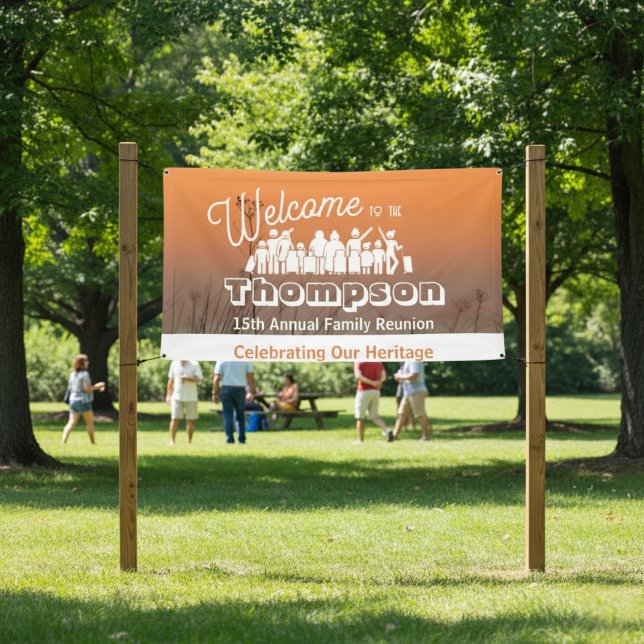 Pancarta de la Reunión de la Familia Costera del A (Family Reunion Banner (Coastal Sunset ))