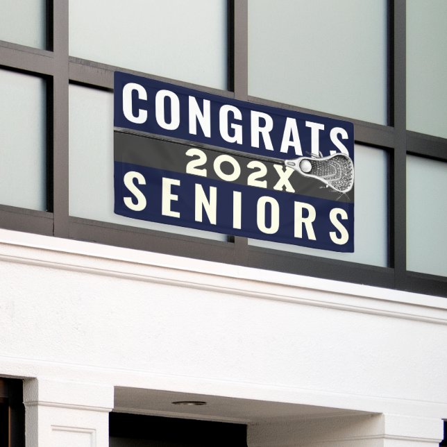 Pancarta de Lacrosse Senior Night Congrats (Edificio exterior)