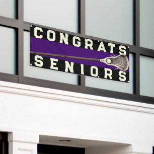 Pancarta de Lacrosse Team Seniors Purple Congrats